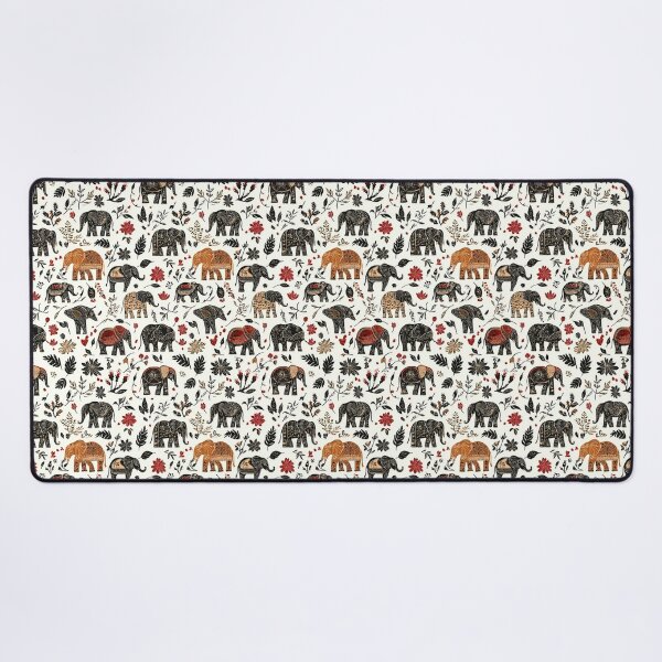 Item preview, Folk-inspired elephant motif with natural elements designed and sold by Piotrek0001.
