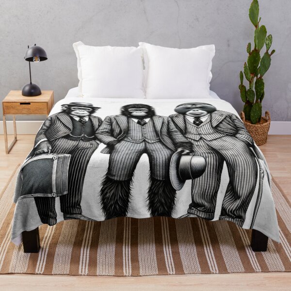 Item preview, Vintage Black and White Retro monkeys chimps Animal Art – Detailed Illustration Collection for Apparel and Home Decor designed and sold by harmzk90.
