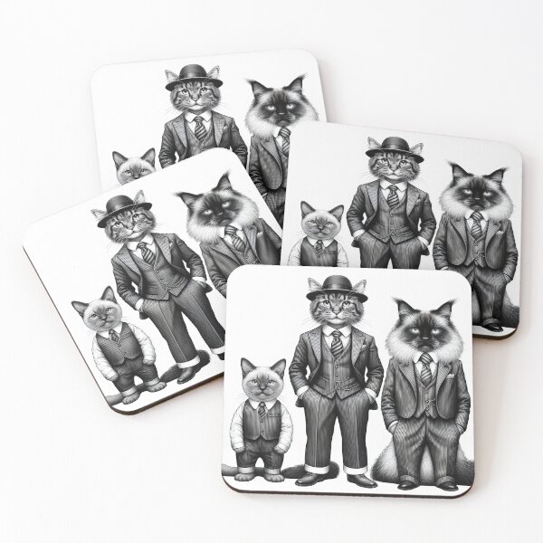 Item preview, Vintage Black and White Retro cats Animal Art – Detailed Illustration Collection for Apparel and Home Decor designed and sold by harmzk90.