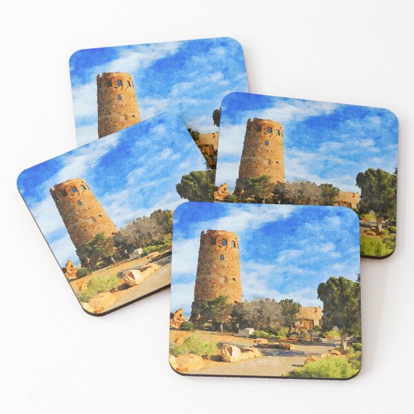 Item preview, Watercolor painting of Desert View Watchtower at Grand Canyon, Arizona designed and sold by GestaltImagery.