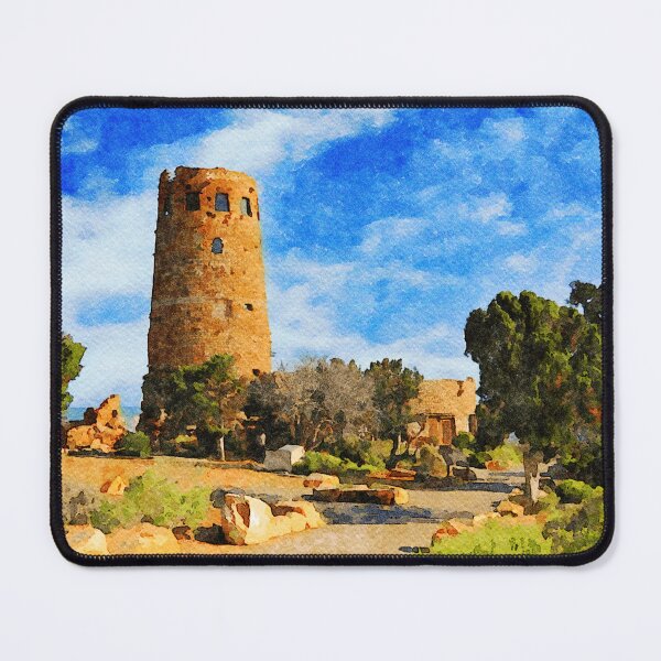 Item preview, Watercolor painting of Desert View Watchtower at Grand Canyon, Arizona designed and sold by GestaltImagery.