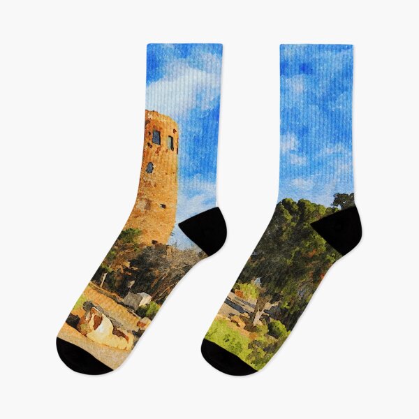 Item preview, Watercolor painting of Desert View Watchtower at Grand Canyon, Arizona designed and sold by GestaltImagery.