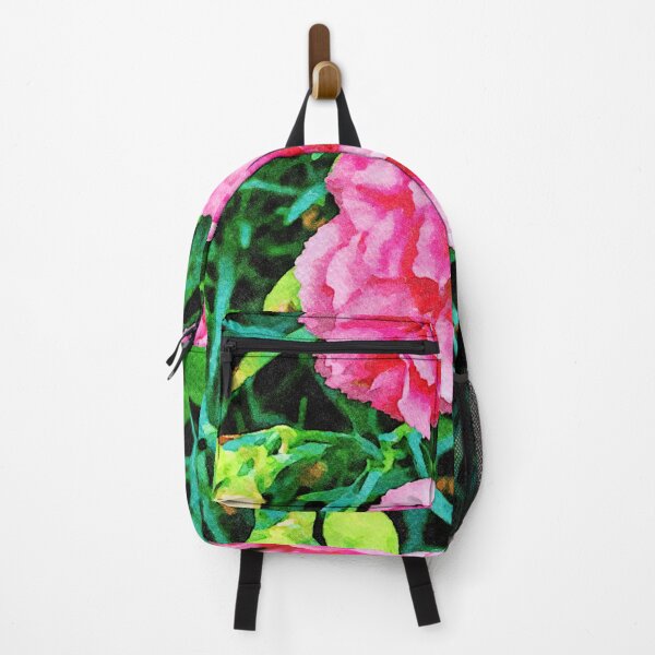 Item preview, Vibrant pink carnations blooming in a watercolor garden designed and sold by GestaltImagery.