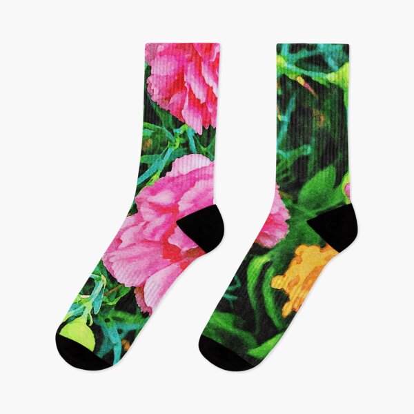 Item preview, Vibrant pink carnations blooming in a watercolor garden designed and sold by GestaltImagery.