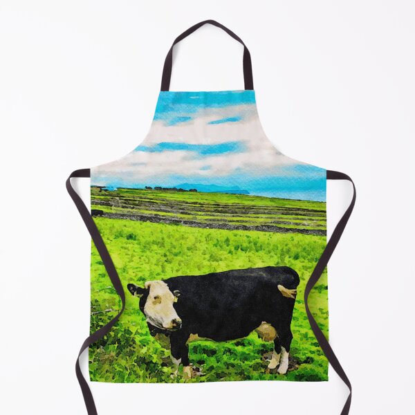 Item preview, Watercolor depiction of a cow on Dunquin's lush green fields, Ireland designed and sold by GestaltImagery.