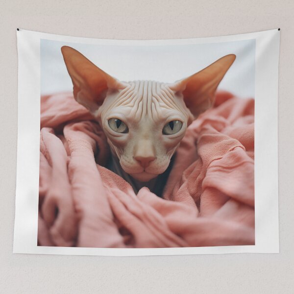 Item preview, Majestic Sphynx Cat Wrapped in Cozy Blanket designed and sold by anytka.