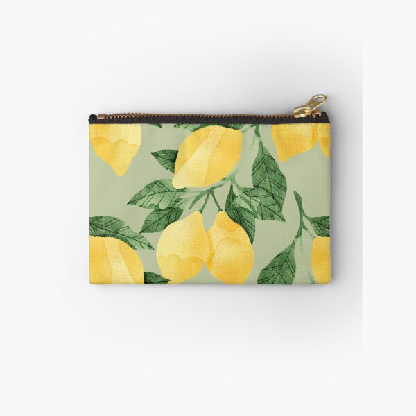 Item preview, Lemons illustration with green leaves on green background designed and sold by helga-wigandt.