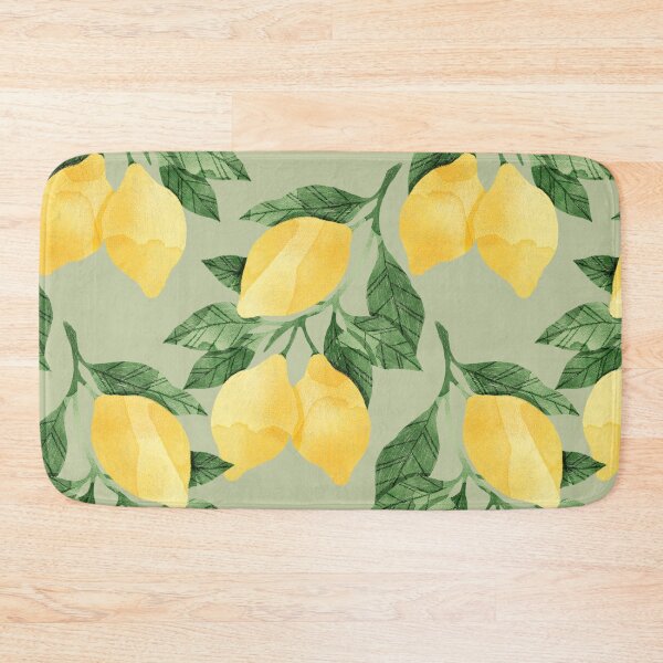 Item preview, Lemons illustration with green leaves on green background designed and sold by helga-wigandt.