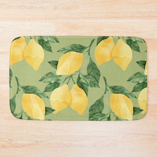 Item preview, Lemons illustration with green leaves on olive green background designed and sold by helga-wigandt.