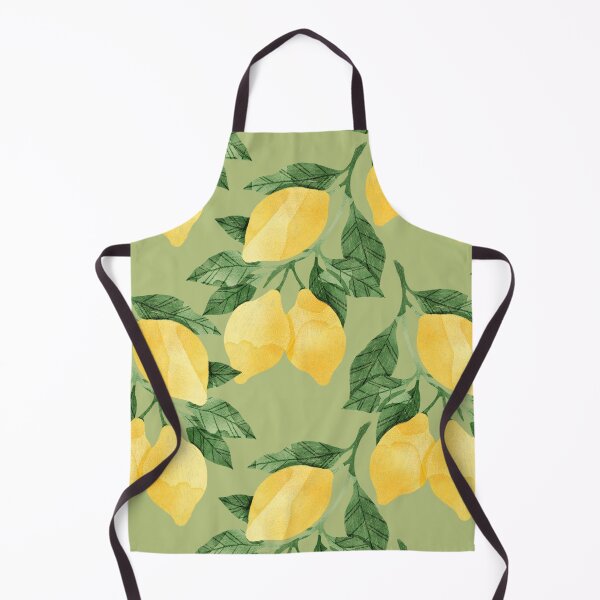 Item preview, Lemons illustration with green leaves on olive green background designed and sold by helga-wigandt.