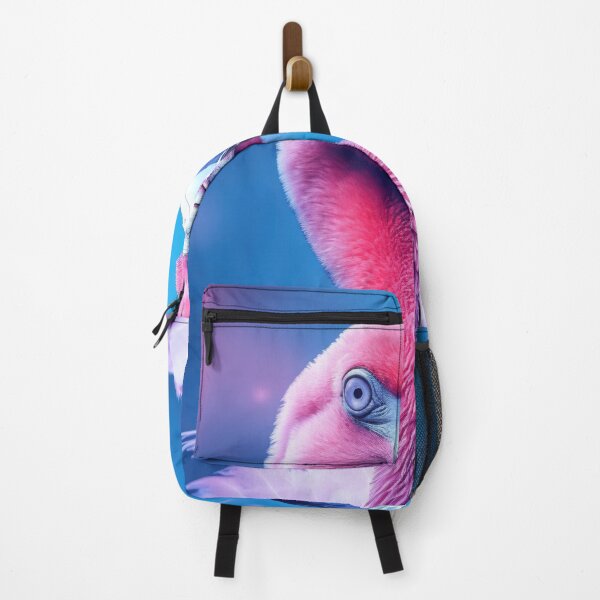 Item preview, Portrait of a flamingo on a neon blue pink background. Emotive portrait. Looking at the camera designed and sold by anytka.