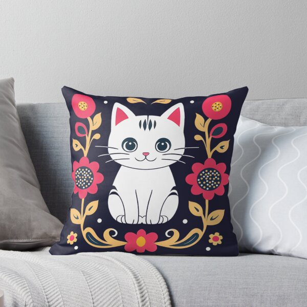 Item preview, Happy White Cat Portrait | Cat Art | Cat Portrait | Cat Drawing | White Cat Lover designed and sold by UnhingedBird.