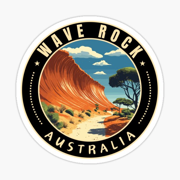 Item preview, Wave Rock in Hyden Western Australia Retro Travel Art Emblem designed and sold by MaateoDesign.
