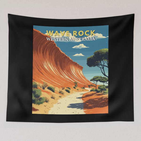 Item preview, Wave Rock in Hyden Western Australia Retro Travel Art Emblem designed and sold by MaateoDesign.