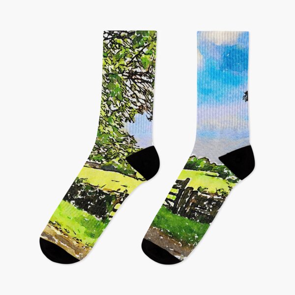 Item preview, Serene watercolor landscape of the Cotswolds countryside in England designed and sold by GestaltImagery.