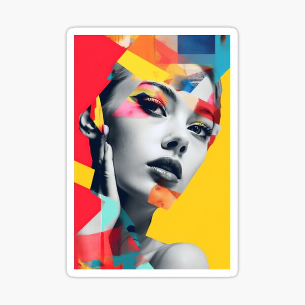 Item preview, Popup poster with woman portrait. Colorful digital art designed and sold by anytka.