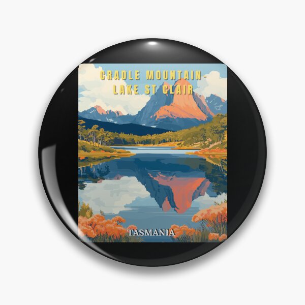 Item preview, Cradle Mountain-Lake St Clair National Park in Tasmania Retro Travel Art Landscape designed and sold by MaateoDesign.