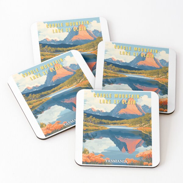 Item preview, Cradle Mountain-Lake St Clair National Park in Tasmania Retro Travel Art Landscape designed and sold by MaateoDesign.