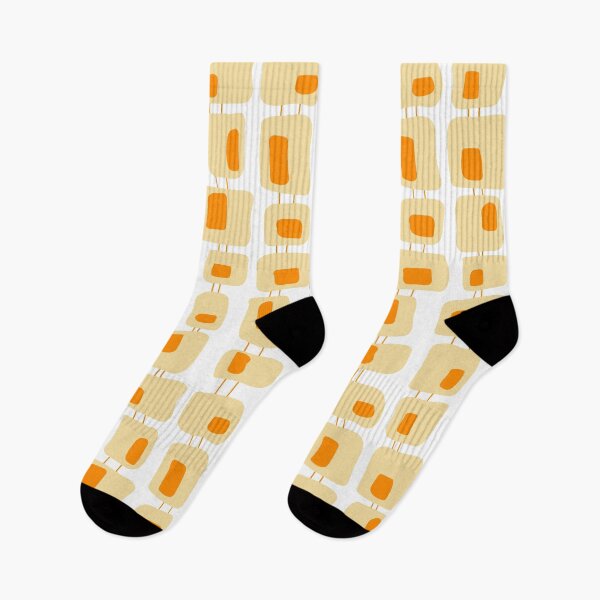 Item preview, Funky Squares Retro Pattern Buttercream and Tangerine designed and sold by trdstudio.