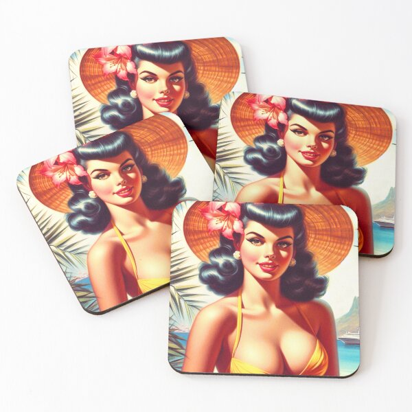 Item preview, Classic Summer Pin-up Painting designed and sold by PulpVintage.