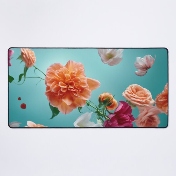 Item preview, Beautiful spring flowers flying in the air, against teal background. Creative spring floral layout. Minimal birthday, valentines or wedding concept designed and sold by anytka.