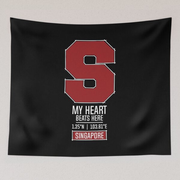 Item preview, SINGAPORE MY HEART BEATS HERE BLACK designed and sold by LMAGARMENTS.