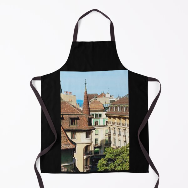 Item preview, Vertical view of the roofs and windows of Geneva city against the blue sky designed and sold by IaroslavB.