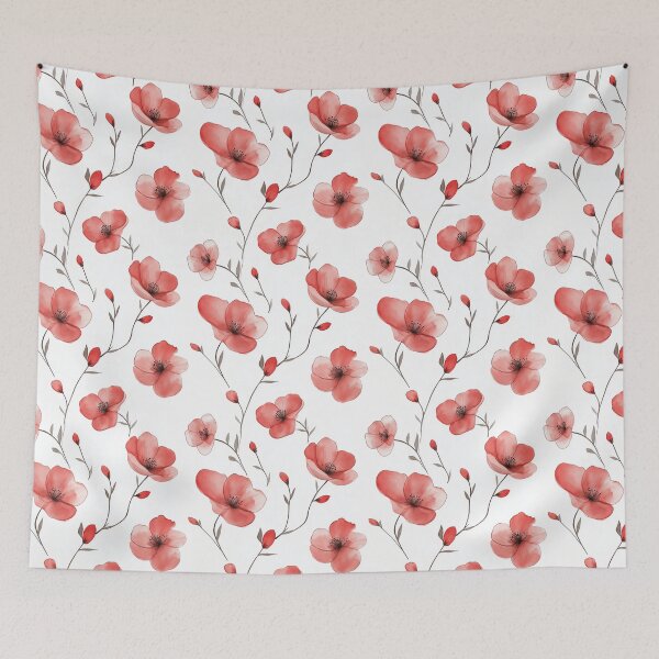 Item preview, Watercolor Art of Native Australian Flora, Red Poppy Flower designed and sold by PapuruDesigns.