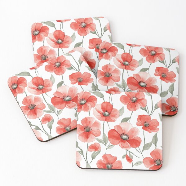Item preview, Watercolor Art of Native Australian Flora, Red Poppy Flower designed and sold by PapuruDesigns.