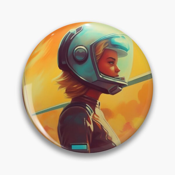 Item preview, A woman in a helmet standing confidently on a bridge. designed and sold by anytka.