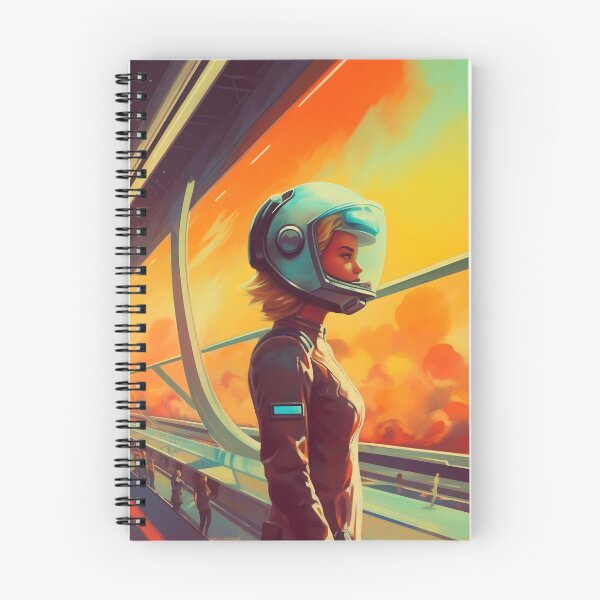 Item preview, A woman in a helmet standing confidently on a bridge. designed and sold by anytka.