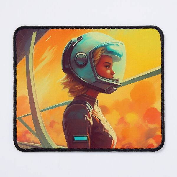 Item preview, A woman in a helmet standing confidently on a bridge. designed and sold by anytka.