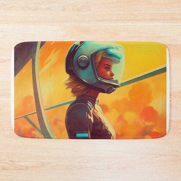 Item preview, A woman in a helmet standing confidently on a bridge. designed and sold by anytka.