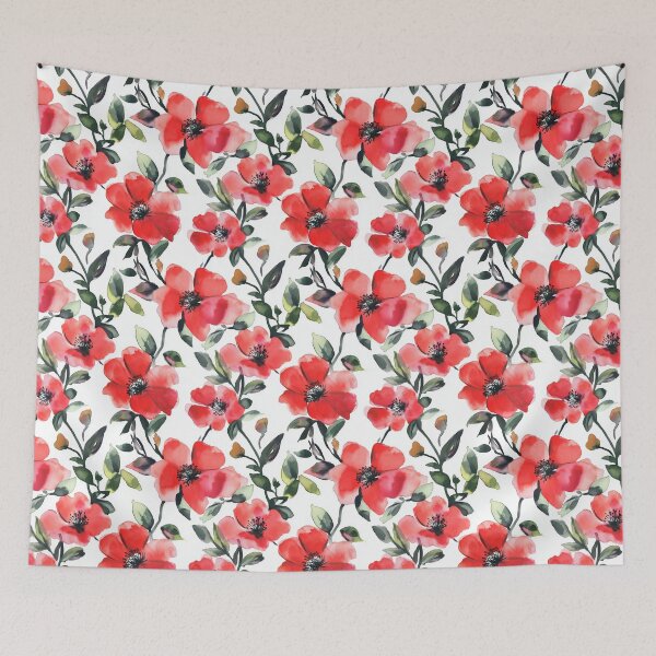 Item preview, Watercolor Art of Native Australian Flora, Red Poppy Flower designed and sold by PapuruDesigns.