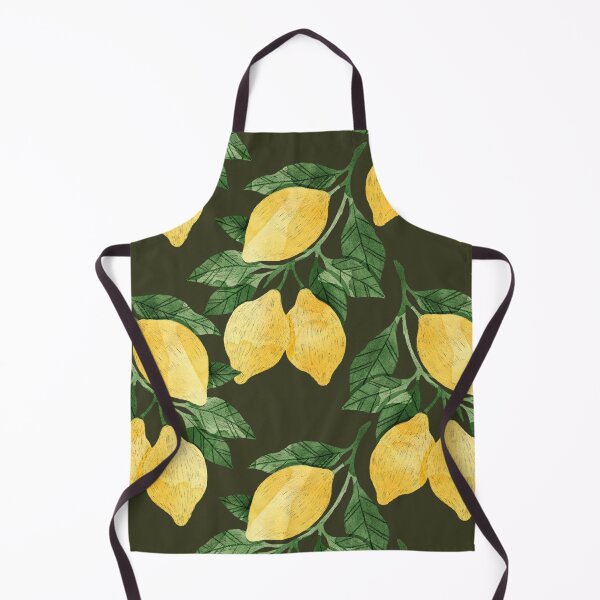 Item preview, Lemons illustration with green leaves on dark green background designed and sold by helga-wigandt.