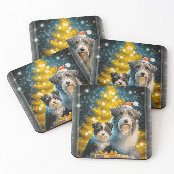 Item preview, Christmas Father and Daughter Bearded Collies designed and sold by Karen Dore Art & Photography.