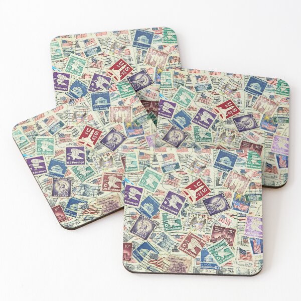 Item preview, Set of various USA postage stamps as background. designed and sold by IaroslavB.