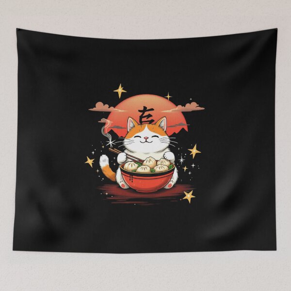 Item preview, a cat eats dumplings designed and sold by jkrphoto.