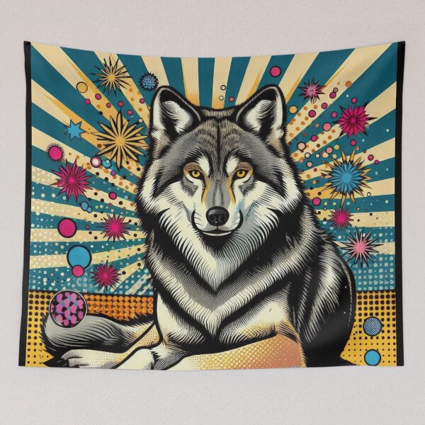 Item preview, Christmas Vintage pop art wolf,christmas animals,christmas Vintage designed and sold by Expressions-Sel.