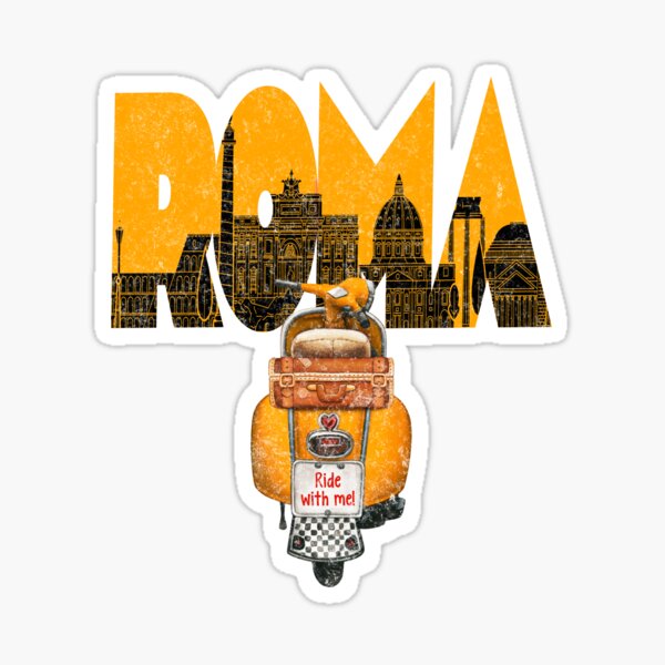 Item preview, Orange motorcycle invite you to "Ride with me" to Roma designed and sold by LeBowMiami.