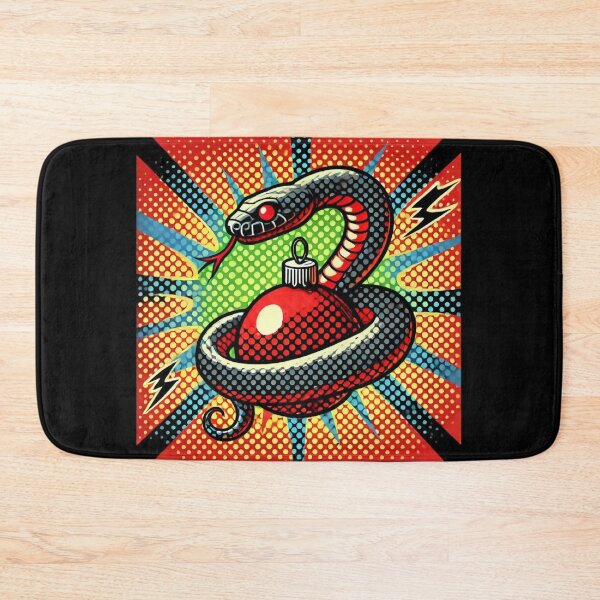 Item preview, Christmas Vintage pop art black snake with red ball,christmas animals,christmas Vintage designed and sold by Expressions-Sel.