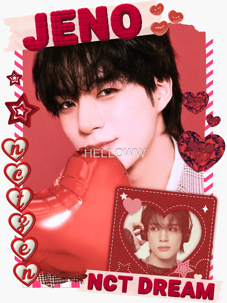 NCT DREAM Red Y2K Preppy Jeno Scrapbook Collage Design 