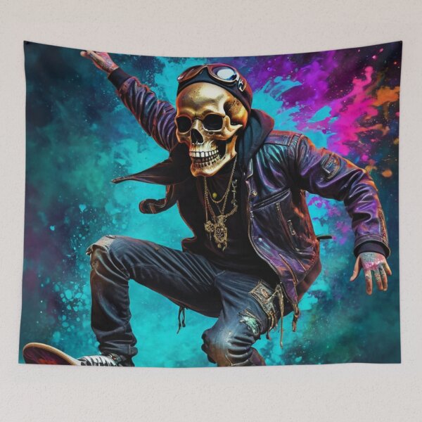 Item preview, Psychedelic Rad Retro Skeleton Skateboarder  designed and sold by TheDarkWardrobe.