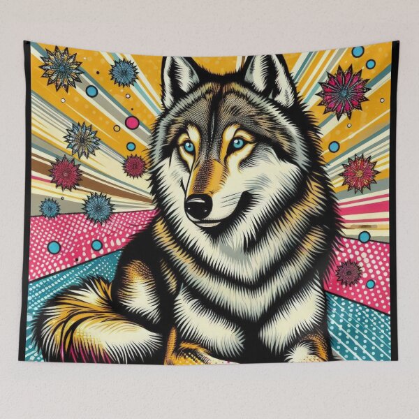 Item preview, Christmas Vintage pop art Colorful wolf,Christmas Animals,christmas Vintage designed and sold by Expressions-Sel.