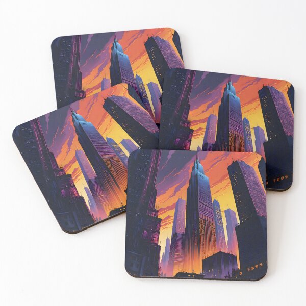 Item preview, Dystopian Twilight City - Neon Nightfall designed and sold by AbstractIdeas.