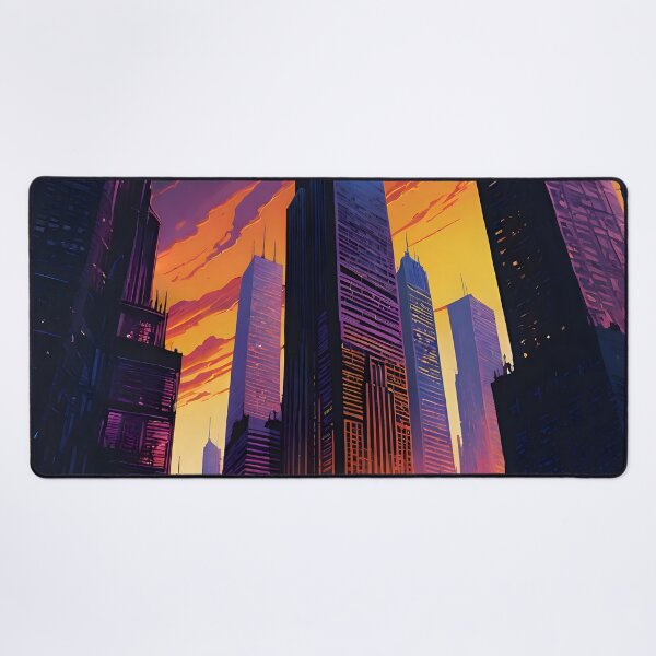Item preview, Dystopian Twilight City - Neon Nightfall designed and sold by AbstractIdeas.