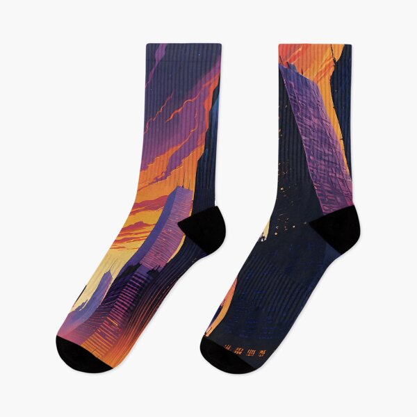 Item preview, Dystopian Twilight City - Neon Nightfall designed and sold by AbstractIdeas.
