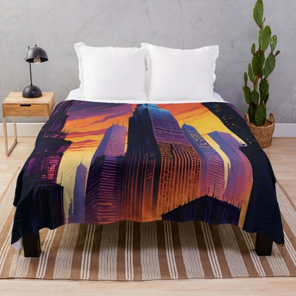 Item preview, Dystopian Twilight City - Neon Nightfall designed and sold by AbstractIdeas.