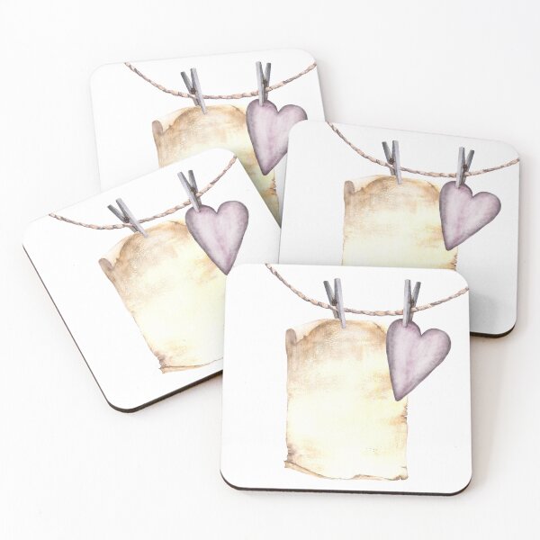 Item preview, Copy of Watercolor lilac Heart on a clothespin hanging on a string, rope. Valentines Day design, Love symbol. Illustration designed and sold by BartolArt.