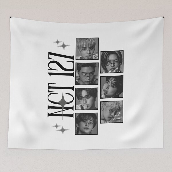 Item preview, NCT 127 Group Members Y2K Black And White Preppy Scrapbook Collage Design designed and sold by HELL0WBELLO.